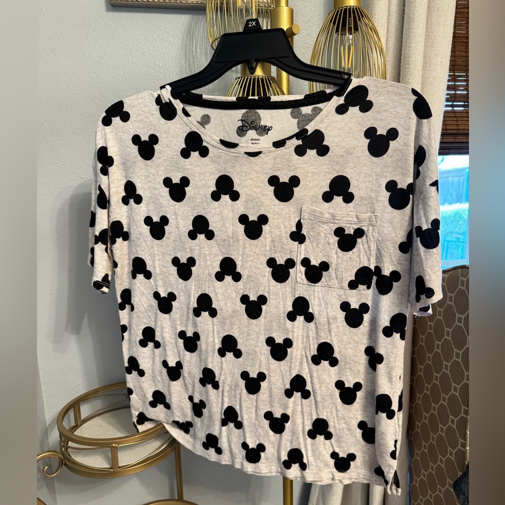Disney Black and White Mickey Mouse Pattern Tee